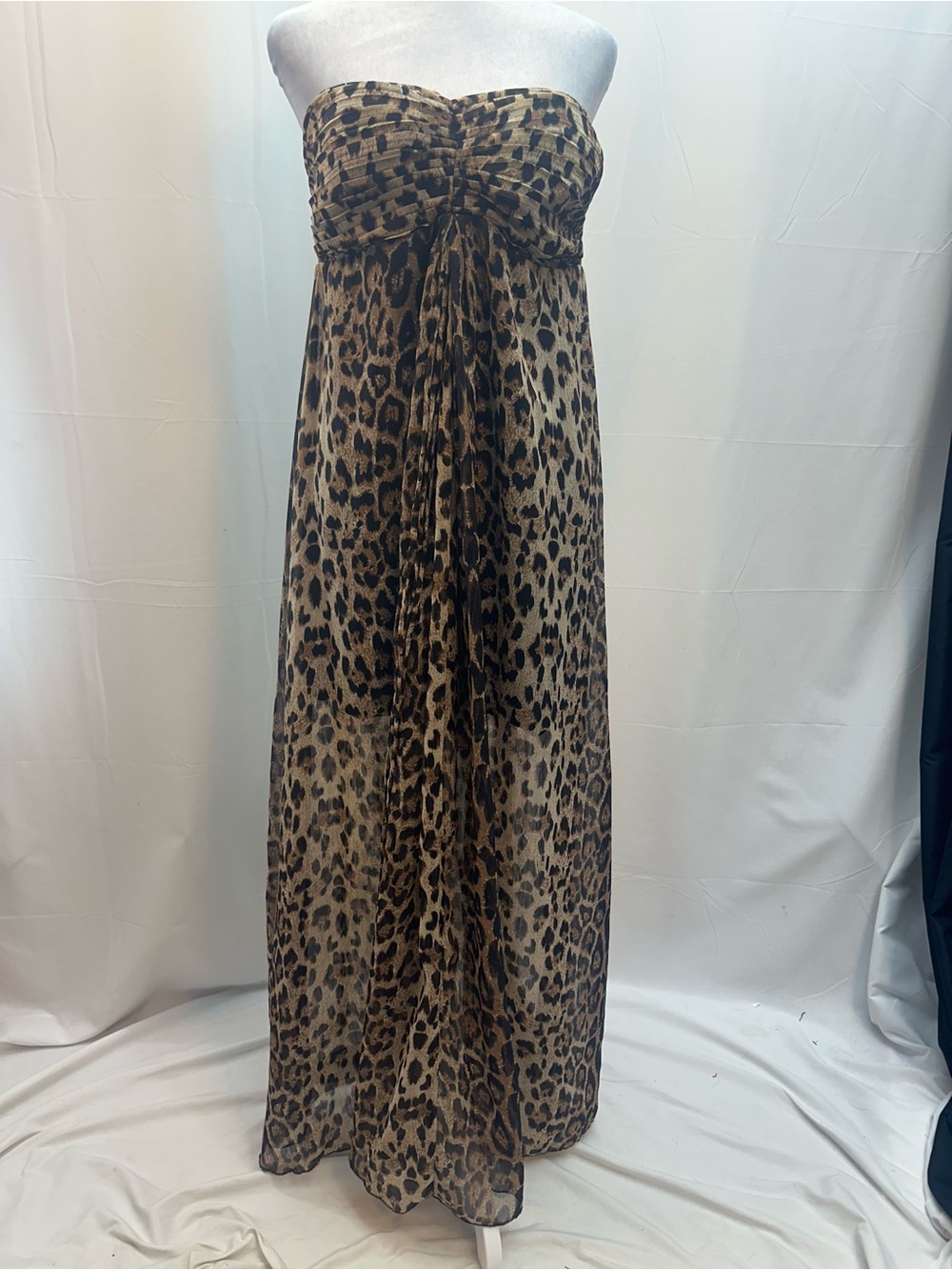 Sans Souci Leopard Print Strapless Maxi Dress - Brown and Black M NWTS